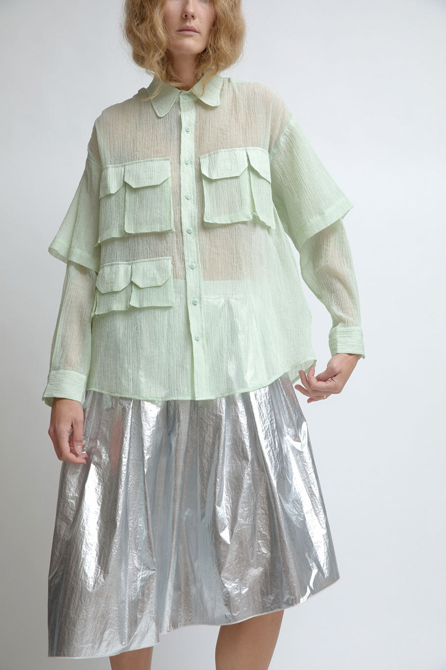 KkCo Asymmetrical Field Skirt in Foil
