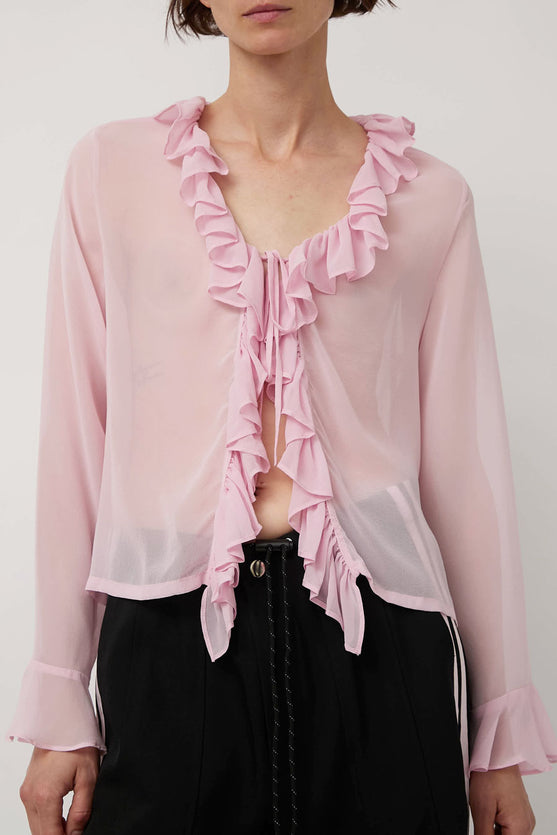 KkCo Coil Silk Top in Blush