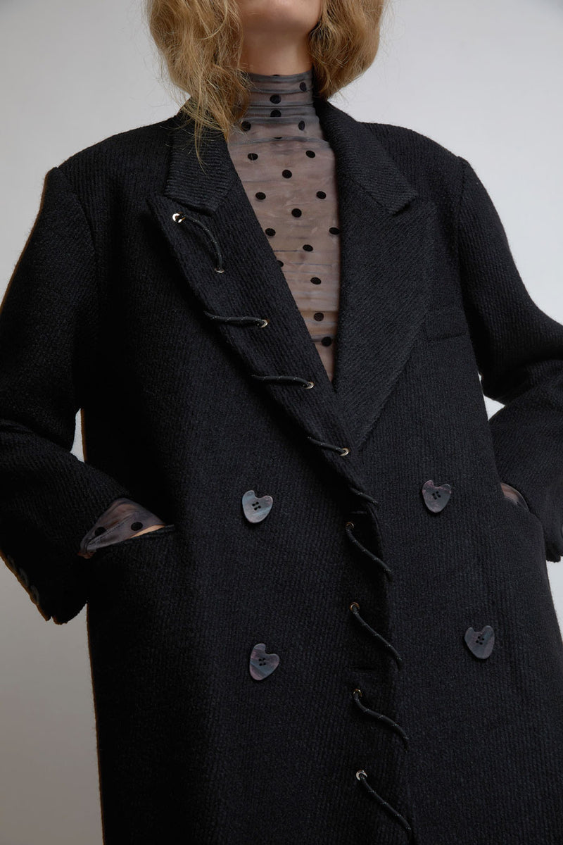 KkCo Cord Moss Coat in Onyx