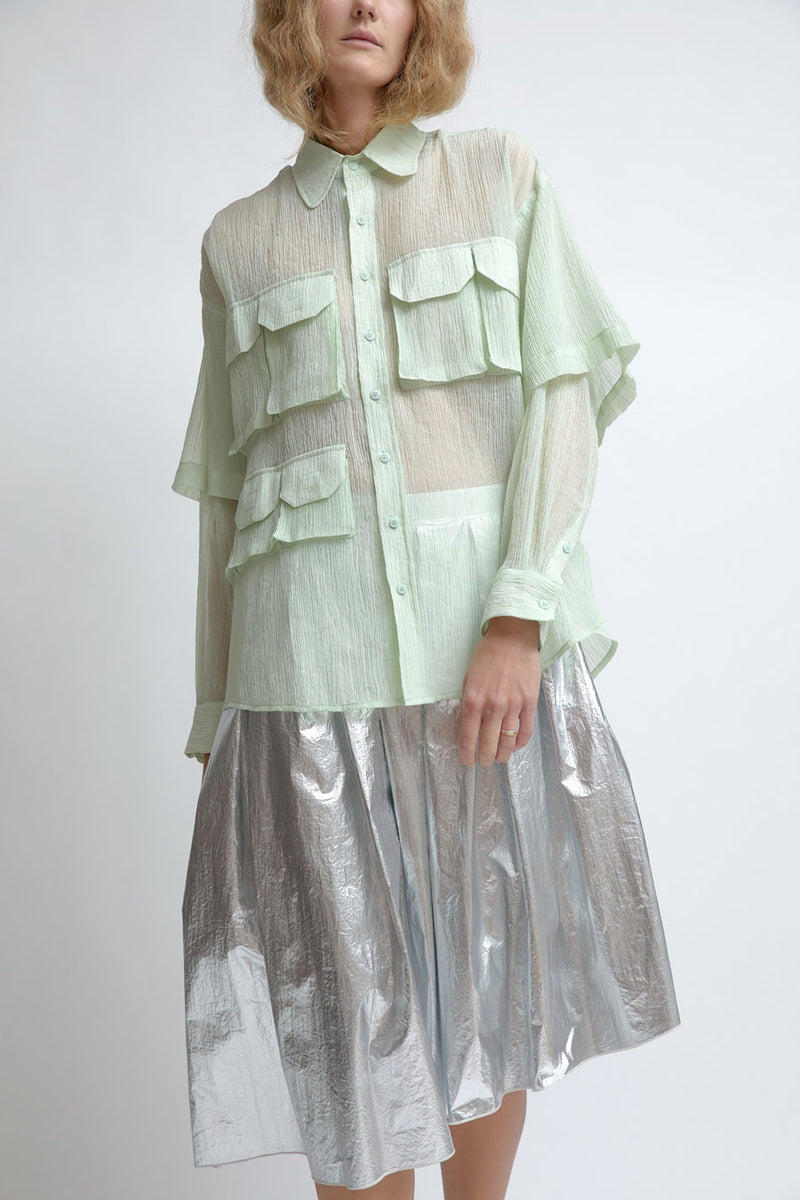KkCo Crinkled Sprint Button Up In Lichen
