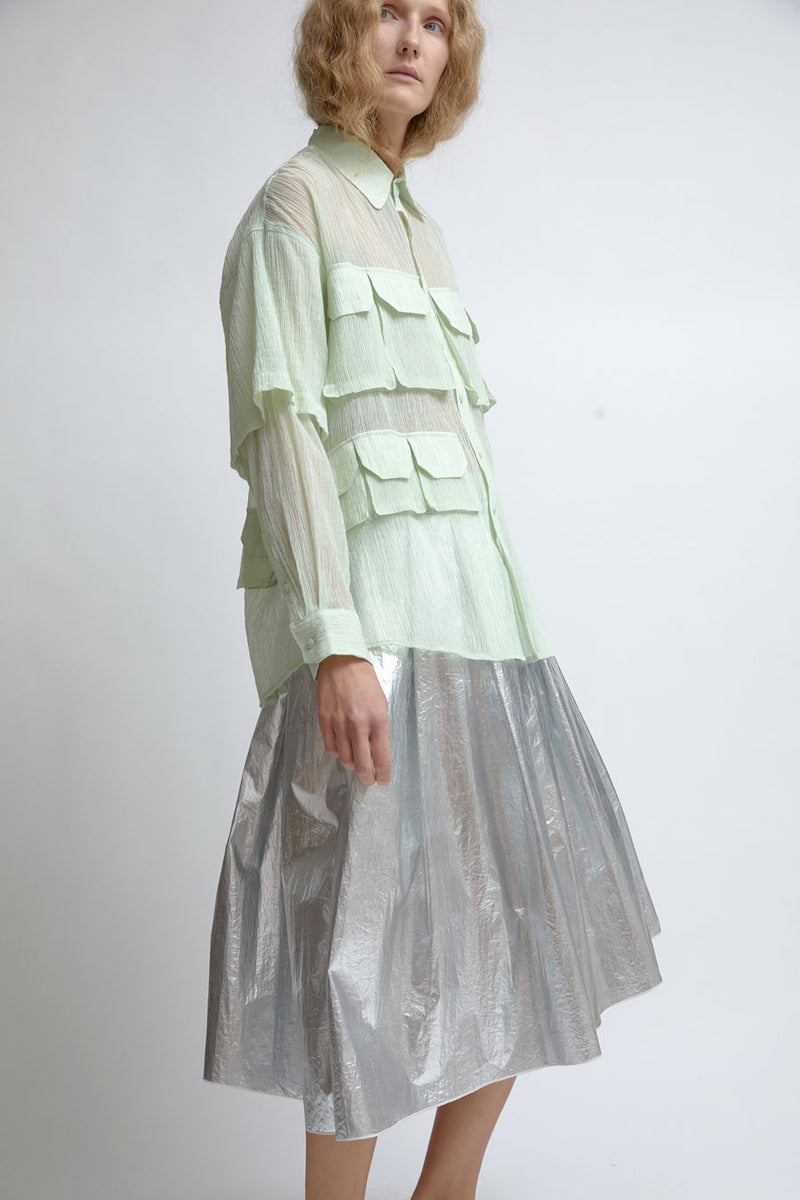 KkCo Crinkled Sprint Button Up In Lichen