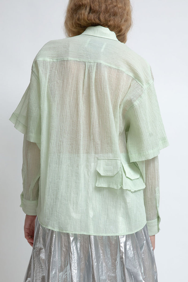 KkCo Crinkled Sprint Button Up In Lichen