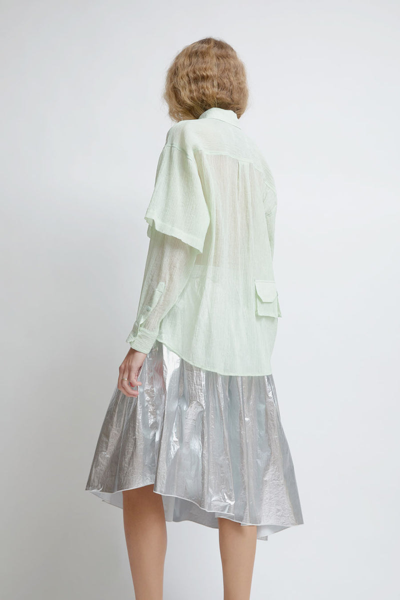 KkCo Crinkled Sprint Button Up In Lichen