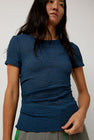 KkCo Gauze Ruched Tee in Anthracite Blue