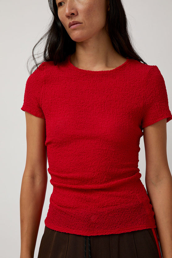 KkCo Gauze Ruched Tee in Tomato