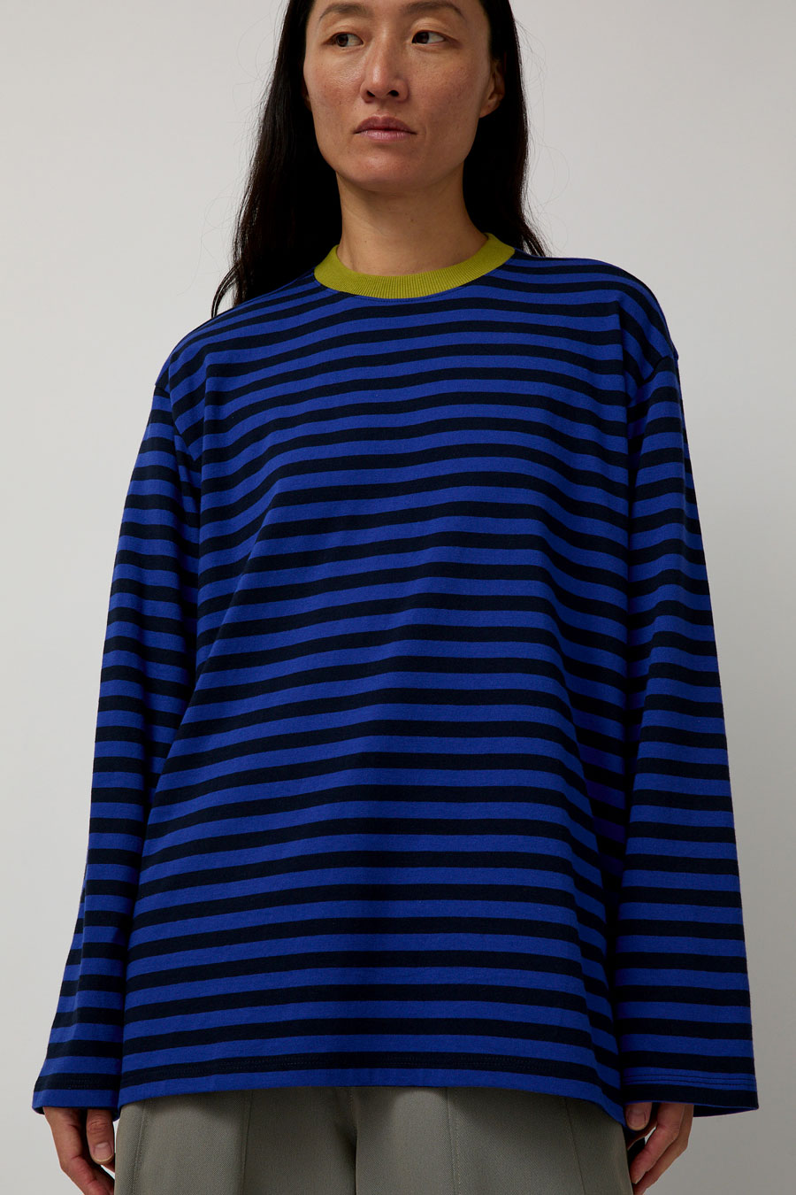 KkCo Long Sleeve Box Tee in Cobalt and Midnight Stripe