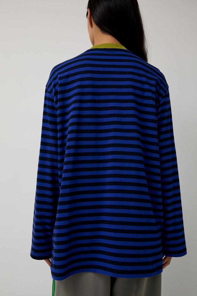 KkCo Long Sleeve Box Tee in Cobalt and Midnight Stripe