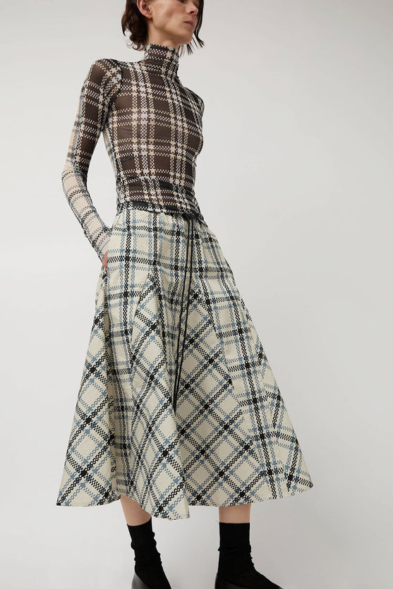 KkCo Plaid Peak Skirt in Ecru