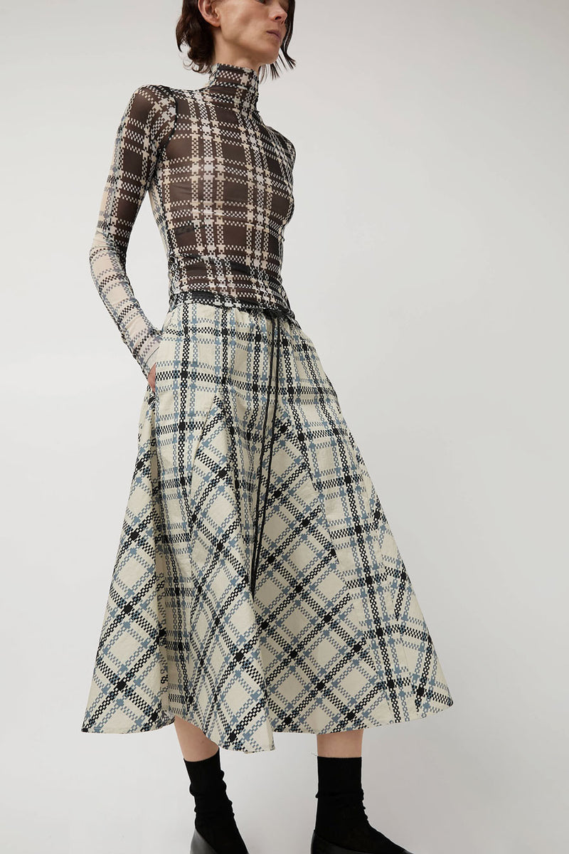 KkCo Plaid Peak Skirt in Ecru