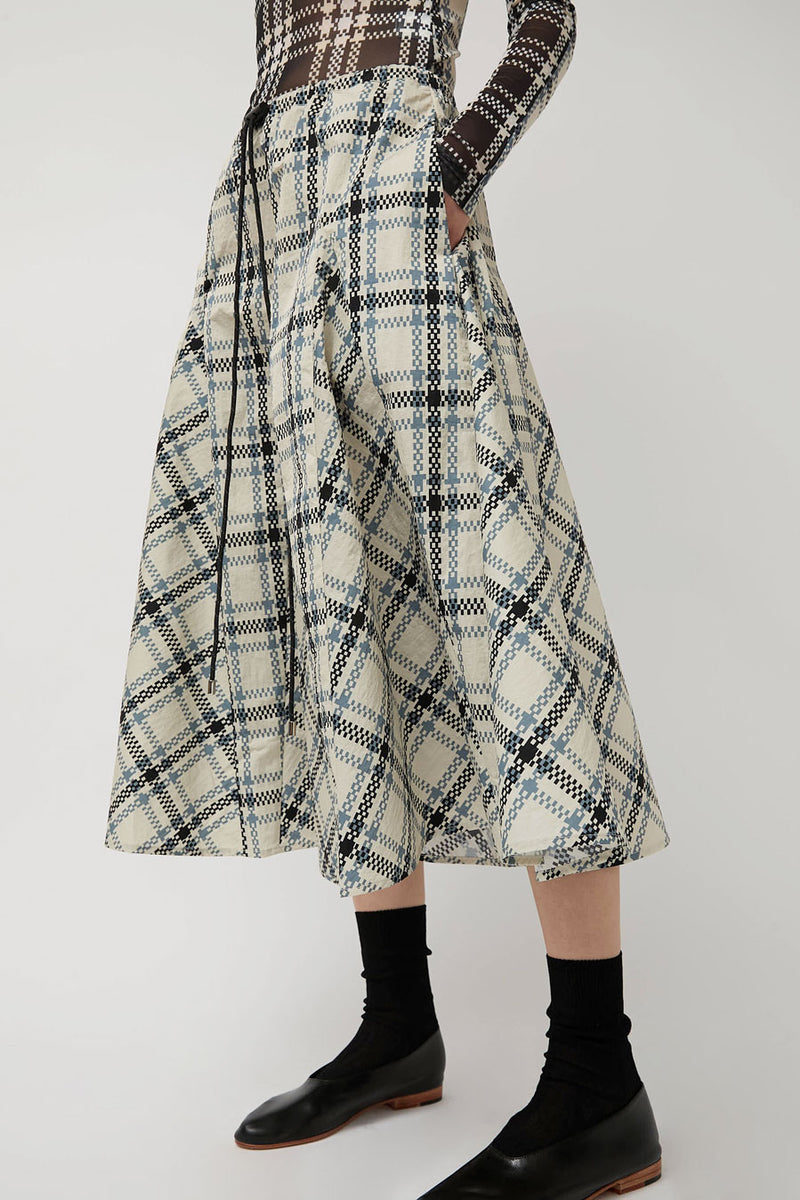 KkCo Plaid Peak Skirt in Ecru