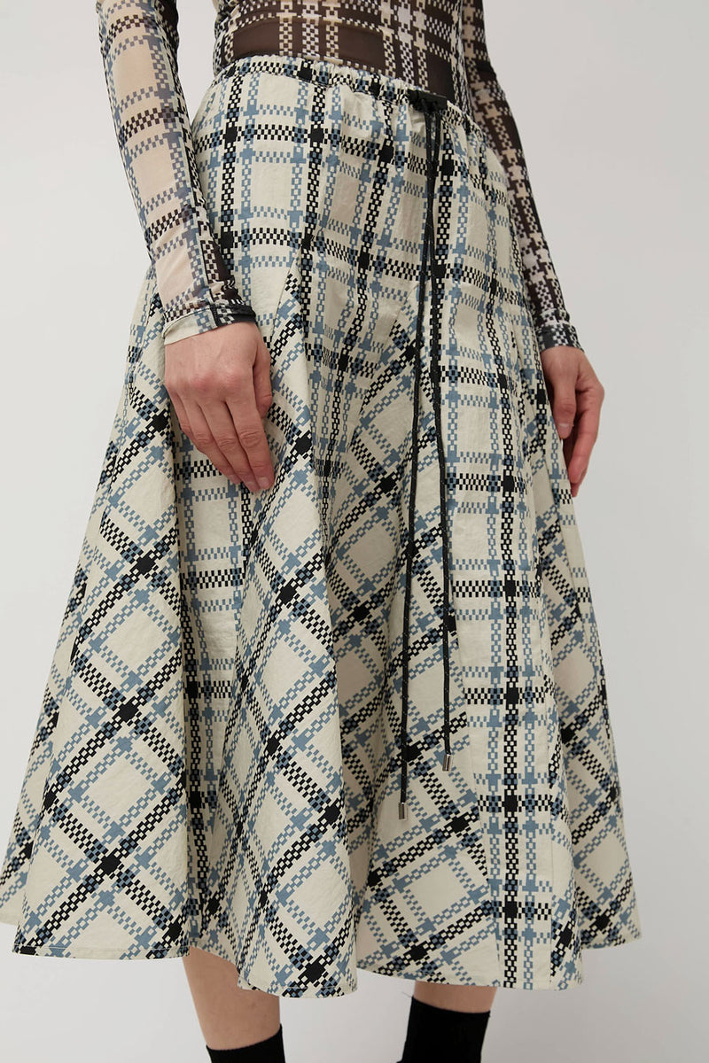 KkCo Plaid Peak Skirt in Ecru