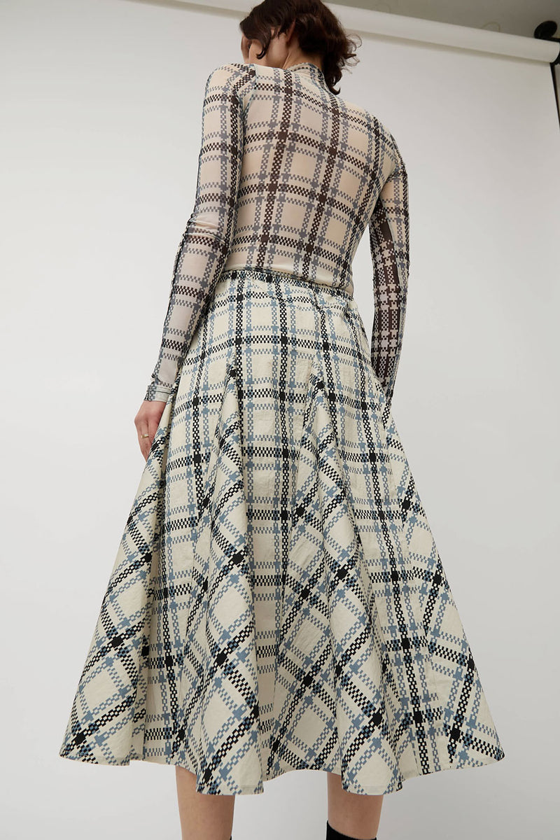 KkCo Plaid Peak Skirt in Ecru