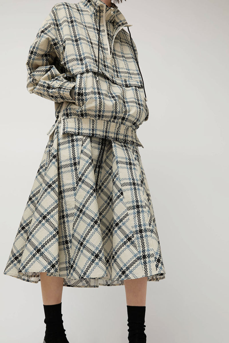 KkCo Plaid Peak Skirt in Ecru