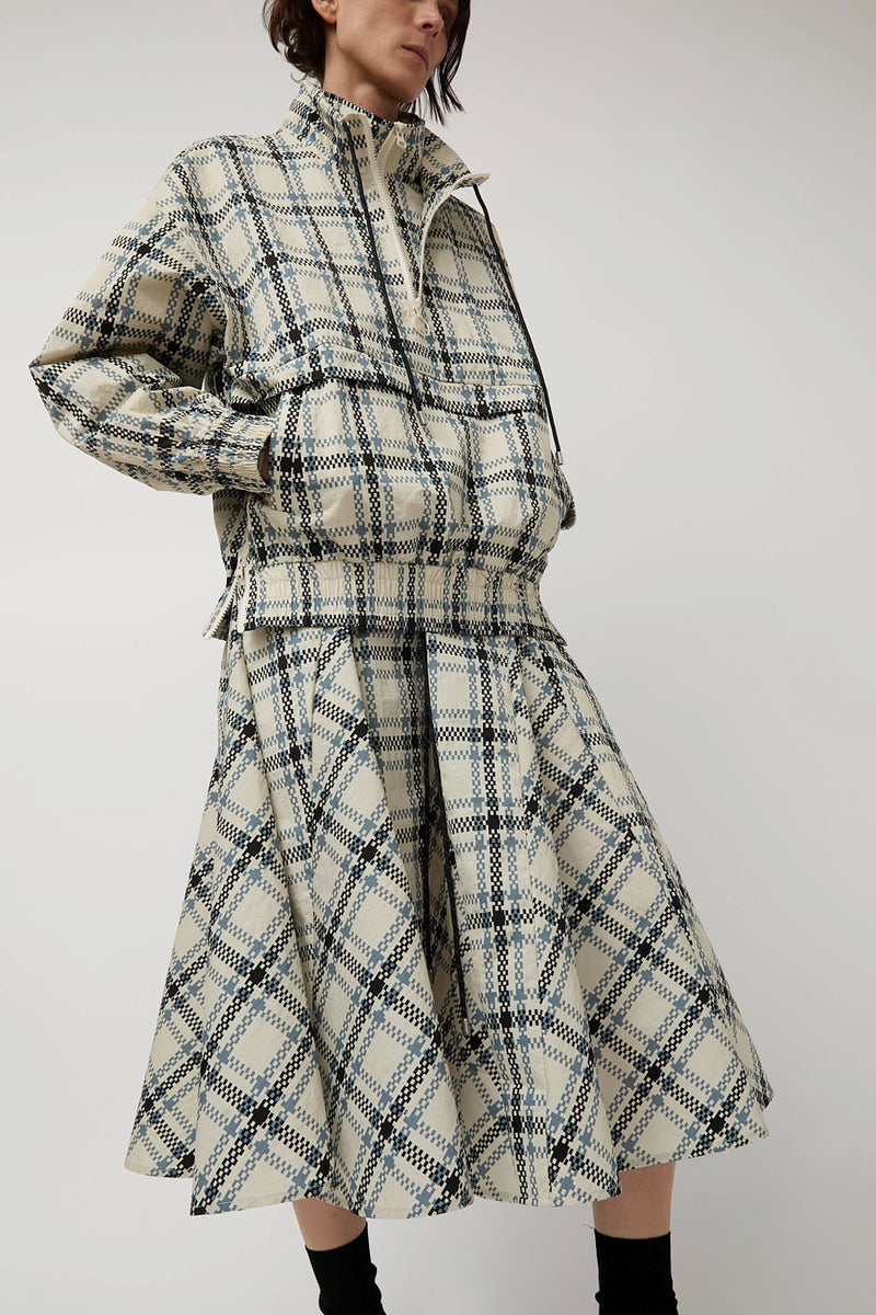 KkCo Plaid Trail Mockneck in Ecru