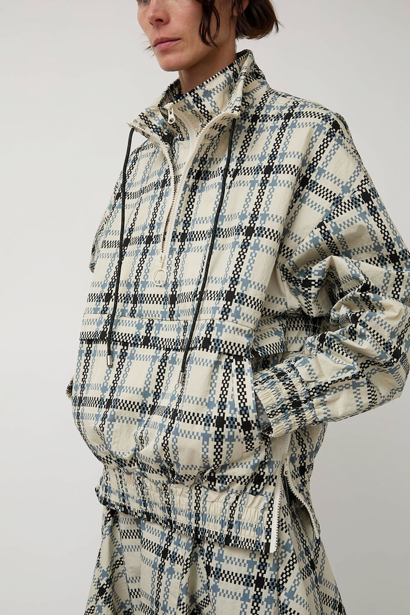 KkCo Plaid Trail Mockneck in Ecru