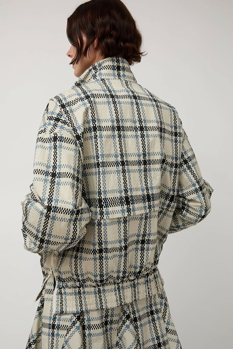 KkCo Plaid Trail Mockneck in Ecru