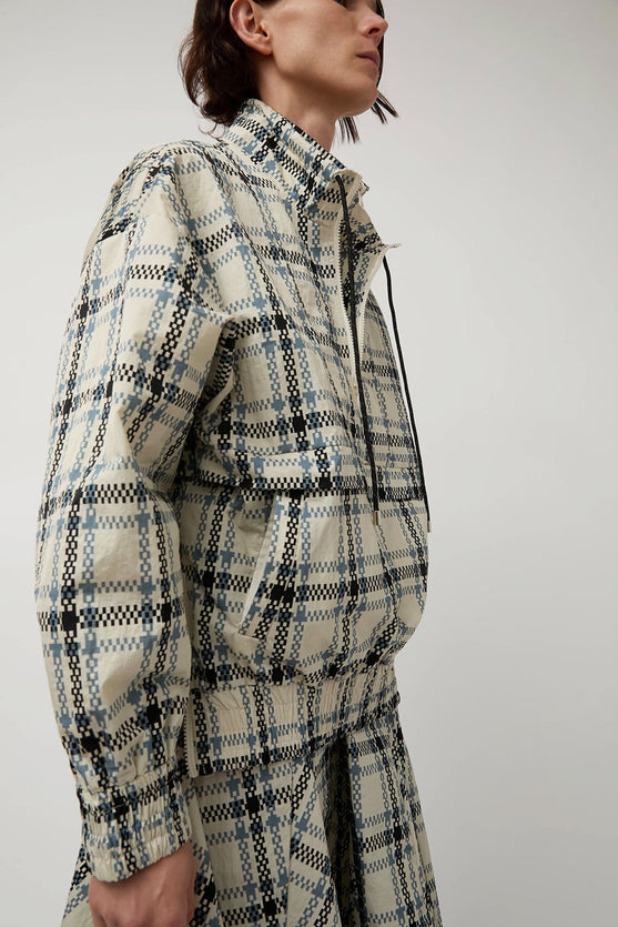 KkCo Plaid Trail Mockneck in Ecru