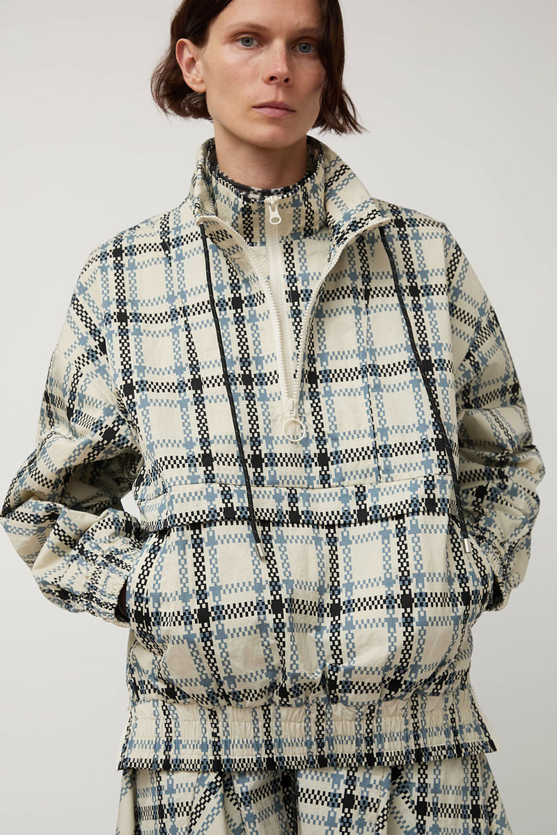 KkCo Plaid Trail Mockneck in Ecru