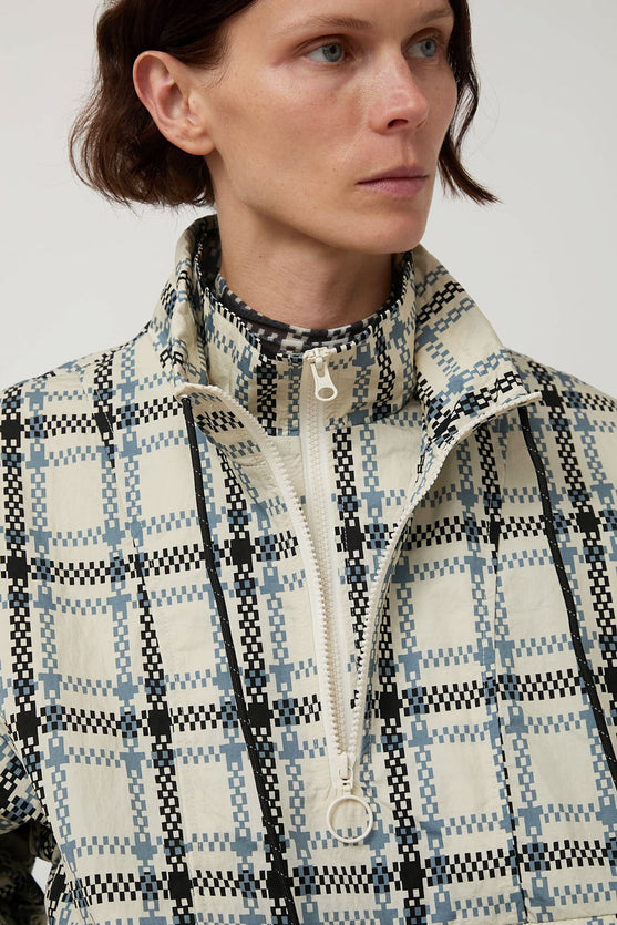 KkCo Plaid Trail Mockneck in Ecru