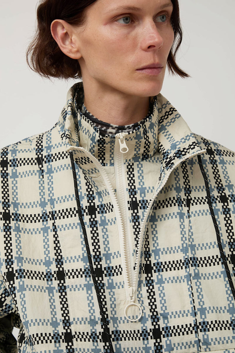 KkCo Plaid Trail Mockneck in Ecru