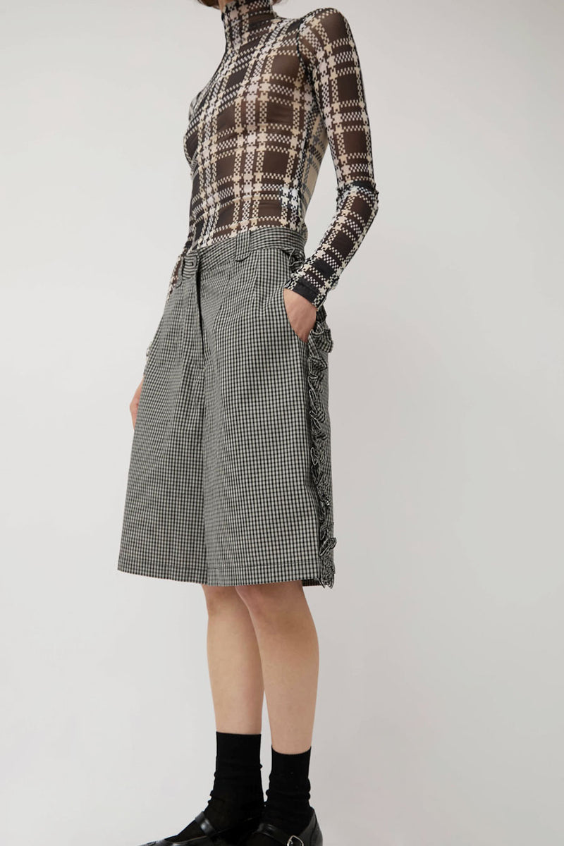 KkCo Ruffle Scoria Short in Black Plaid