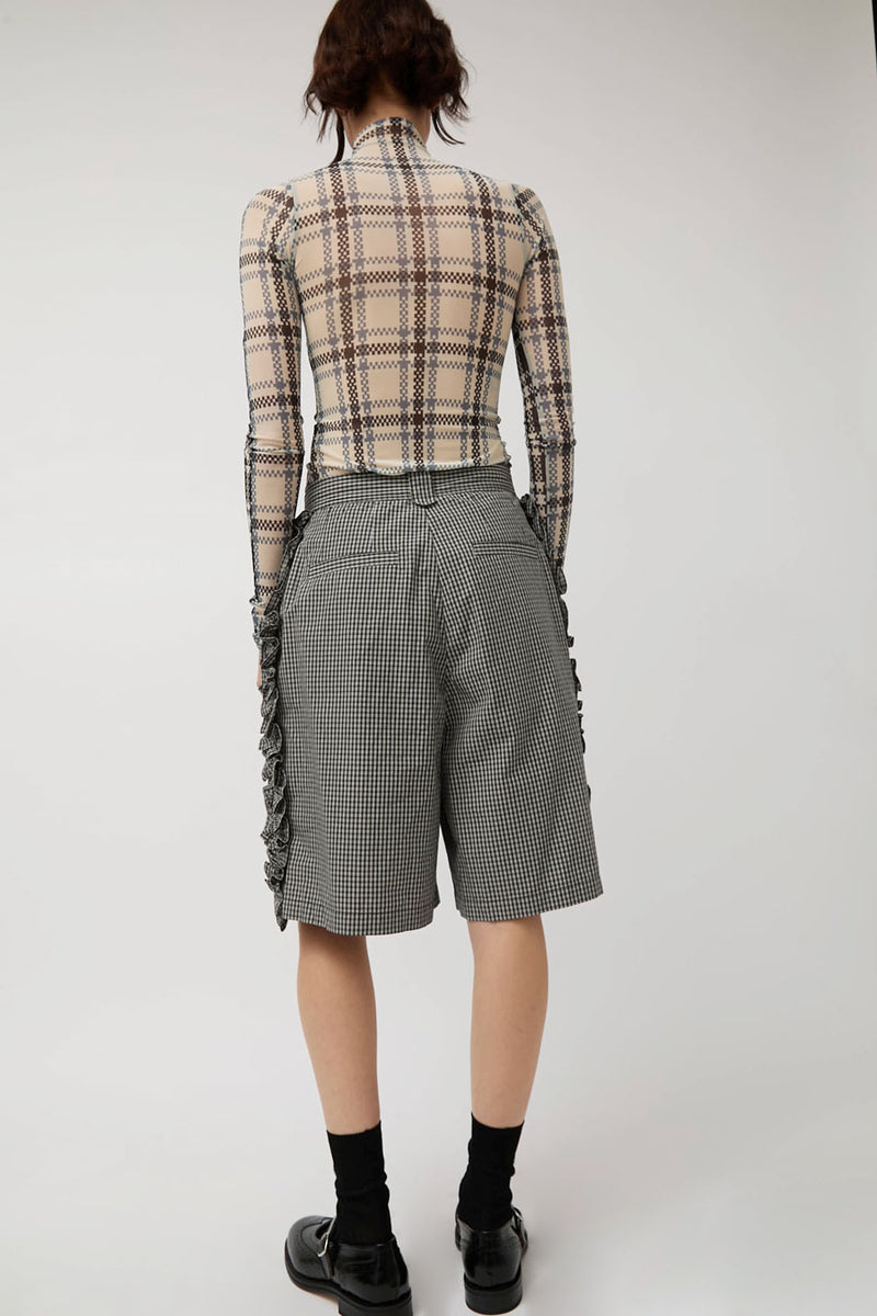 KkCo Ruffle Scoria Short in Black Plaid