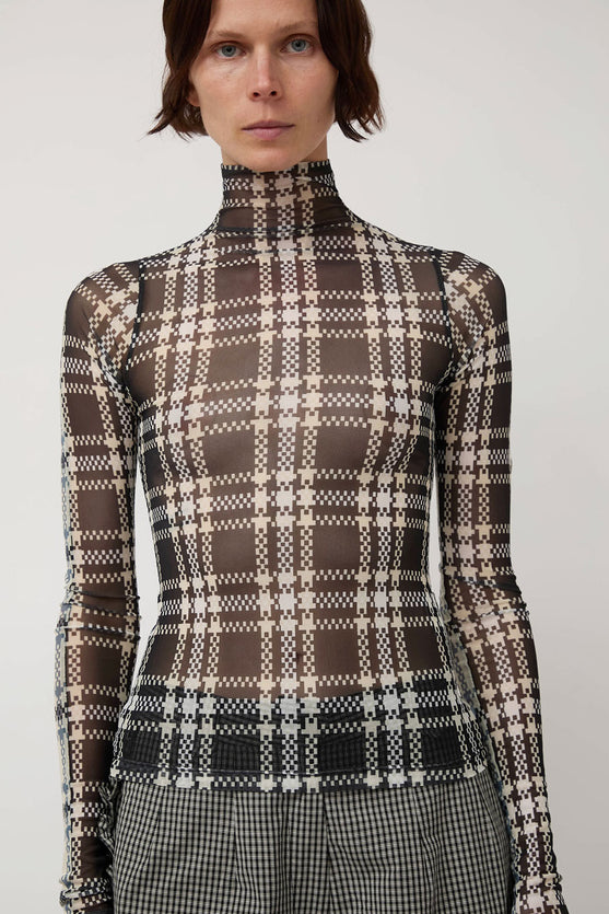 KkCo Split Turtleneck in Mixed Plaid