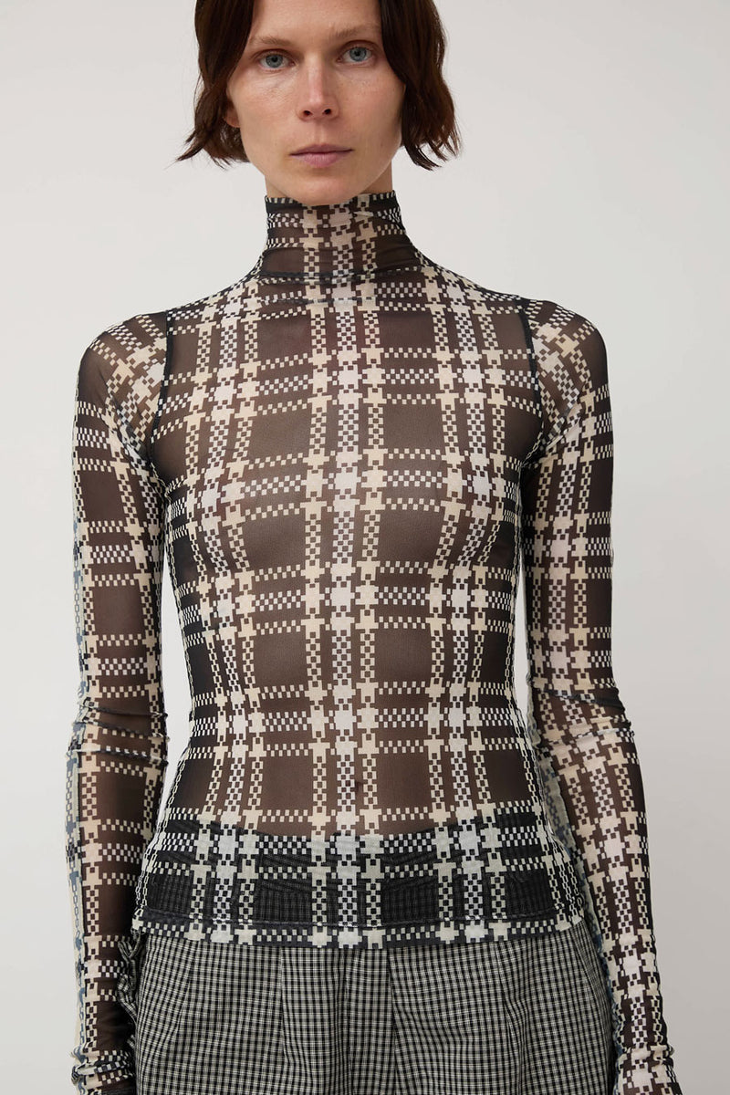 KkCo Split Turtleneck in Mixed Plaid