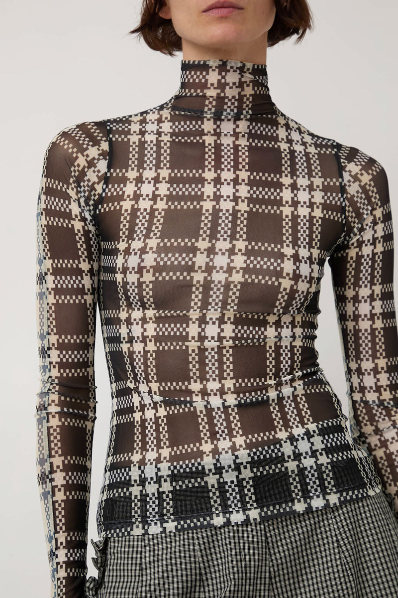 KkCo Split Turtleneck in Mixed Plaid