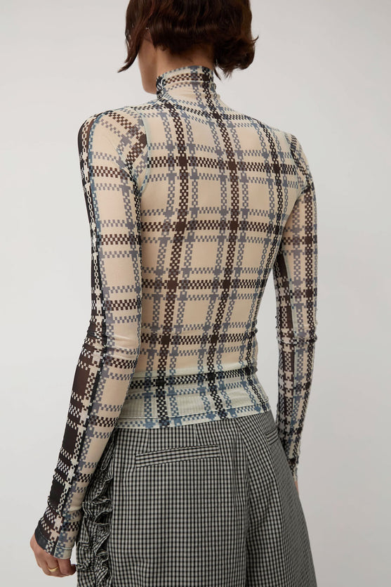 KkCo Split Turtleneck in Mixed Plaid