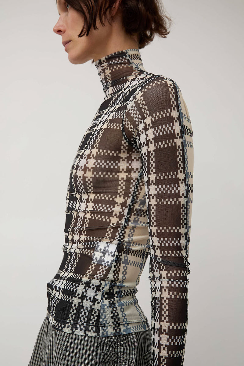 KkCo Split Turtleneck in Mixed Plaid