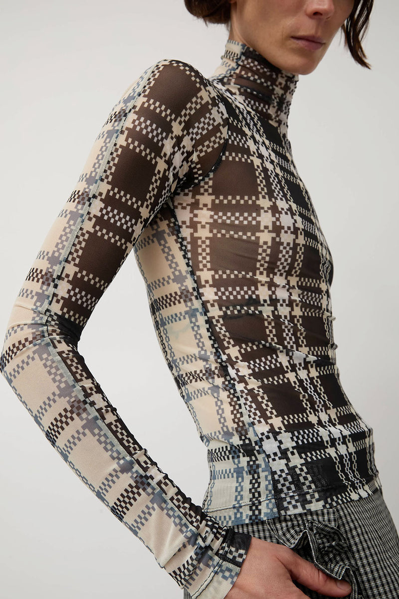 KkCo Split Turtleneck in Mixed Plaid
