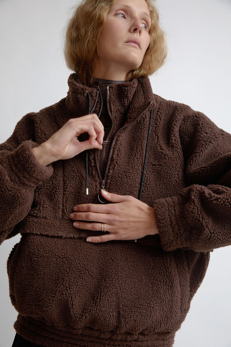 KkCo Trail Double Mockneck in Mud Sherpa