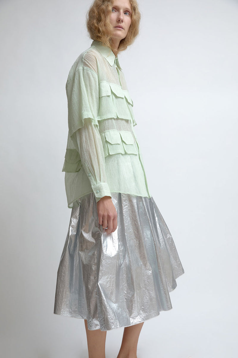 KkCo Asymmetrical Field Skirt in Foil
