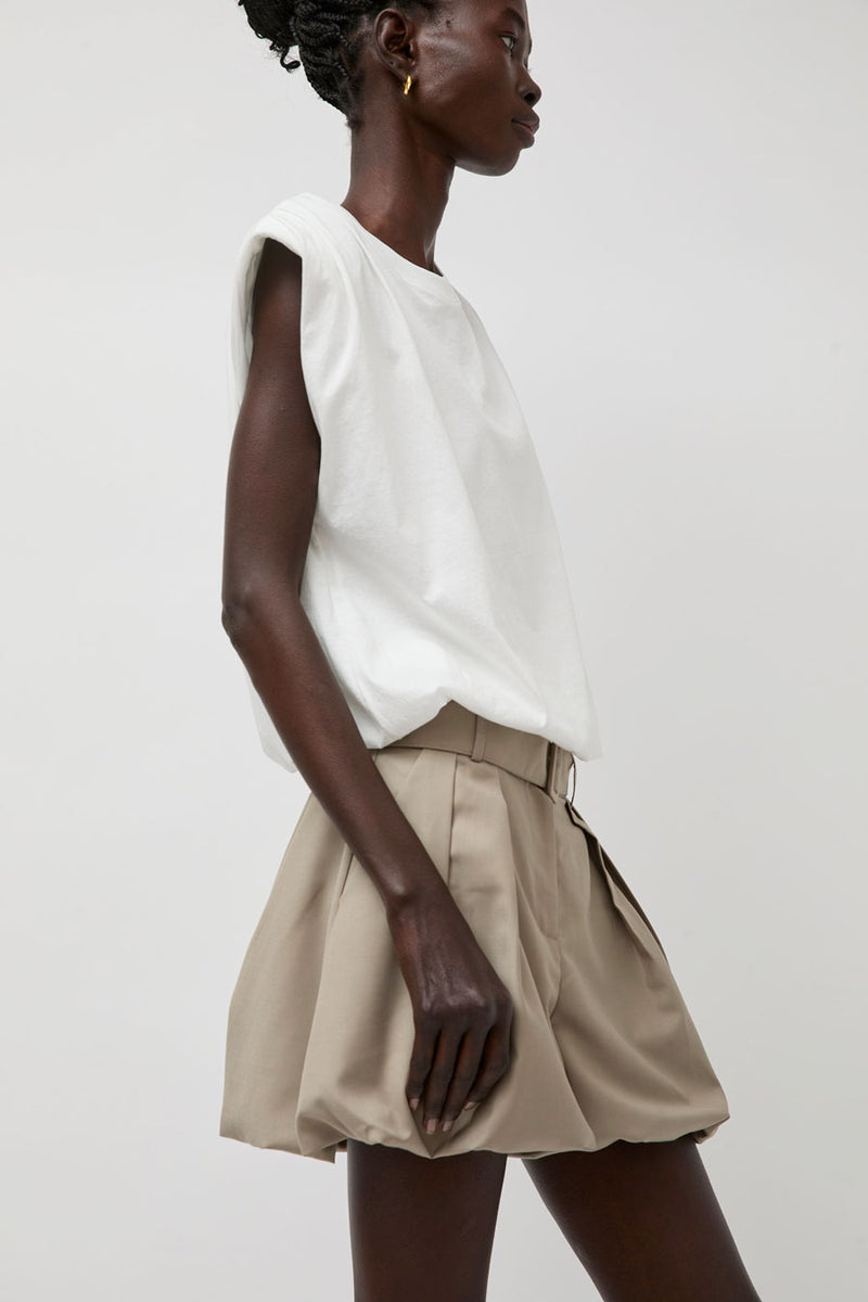 La Piscine Draped Tee in Off White