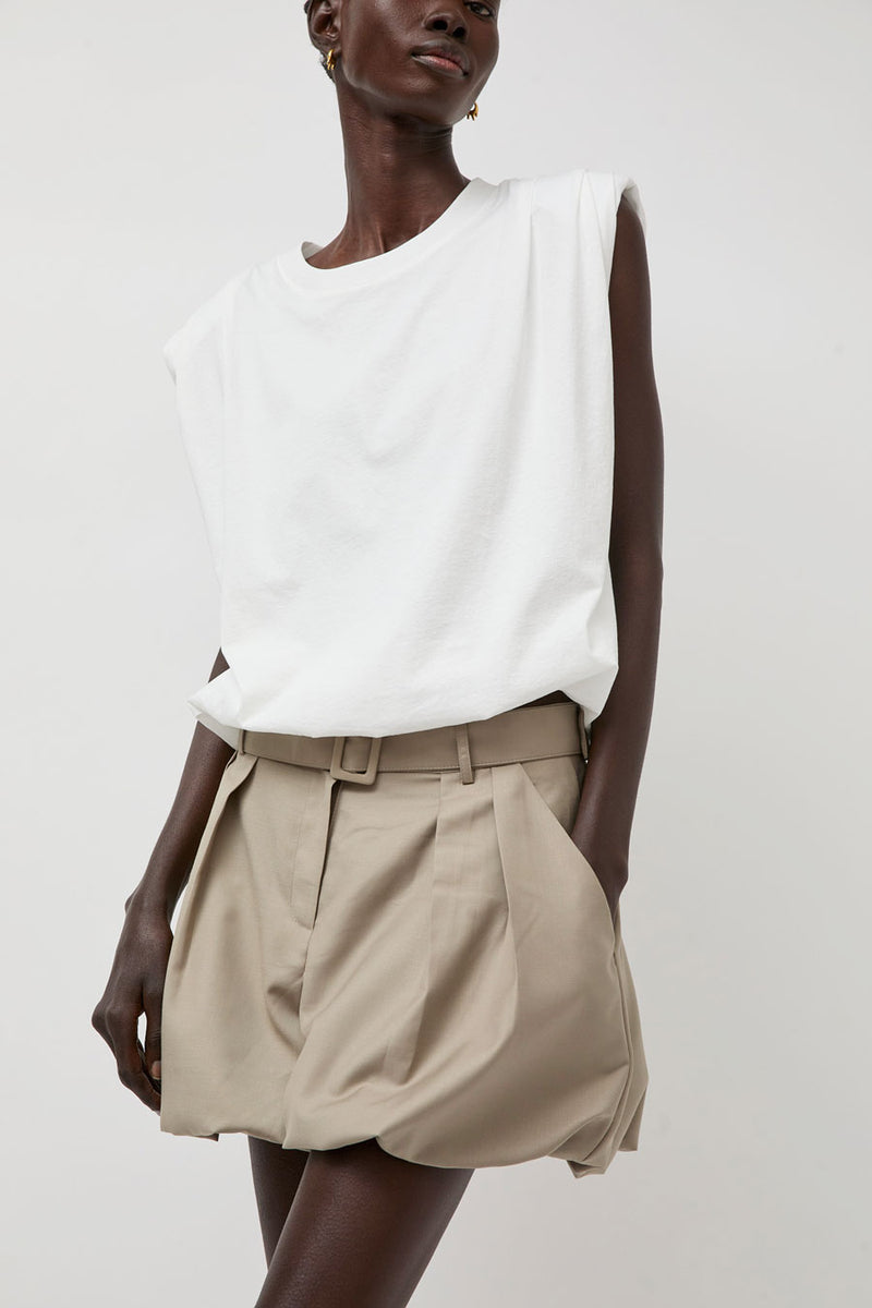 La Piscine Draped Tee in Off White