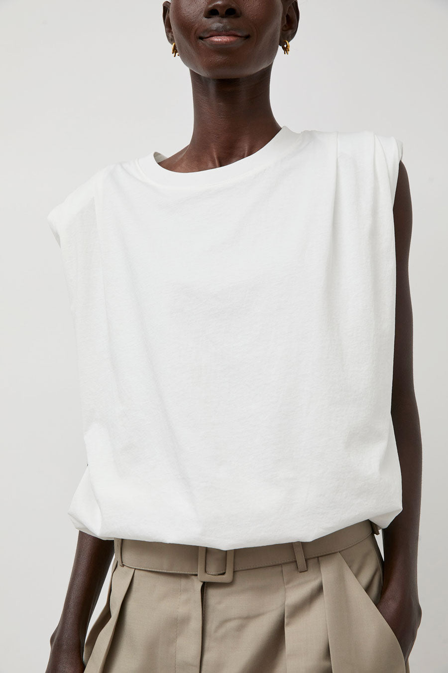 La Piscine Draped Tee in Off White