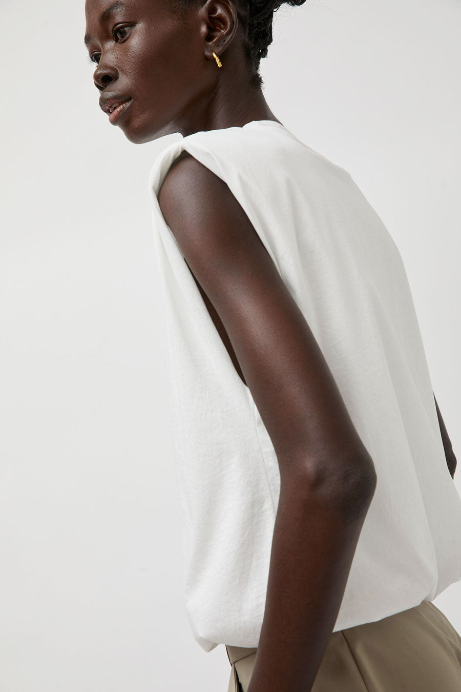La Piscine Draped Tee in Off White