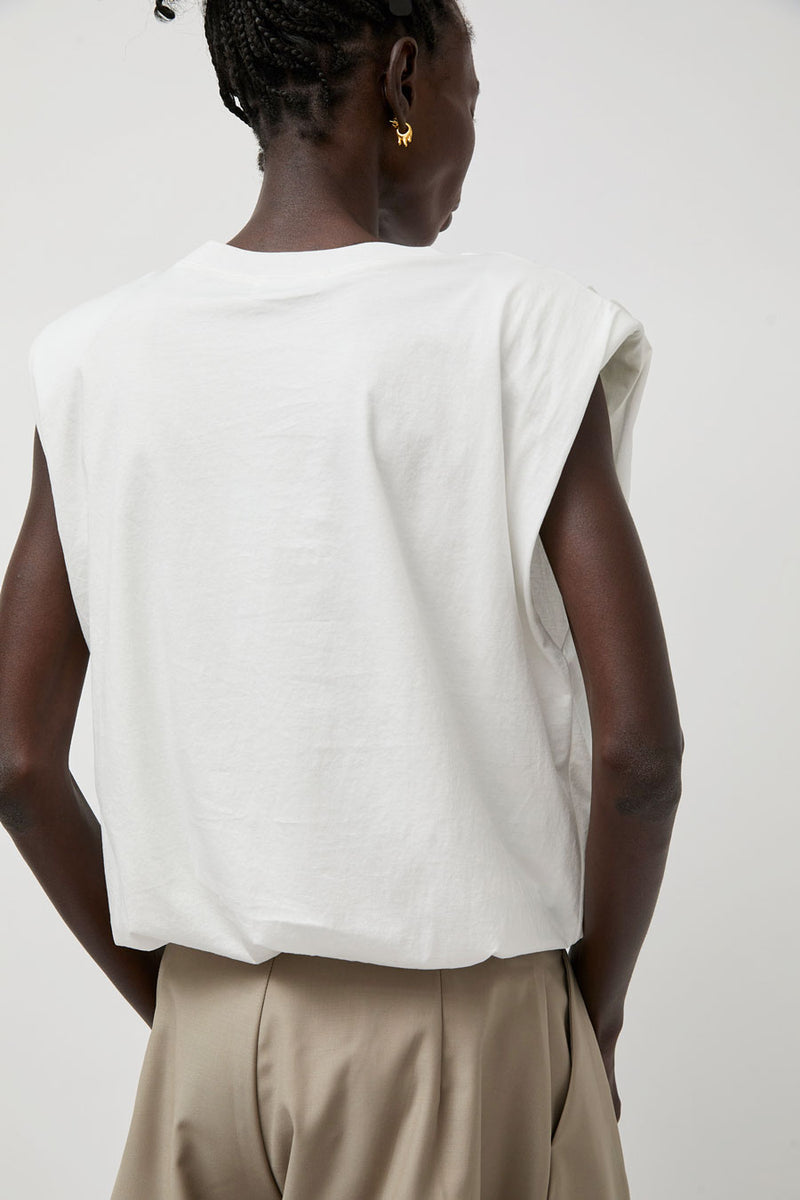 La Piscine Draped Tee in Off White