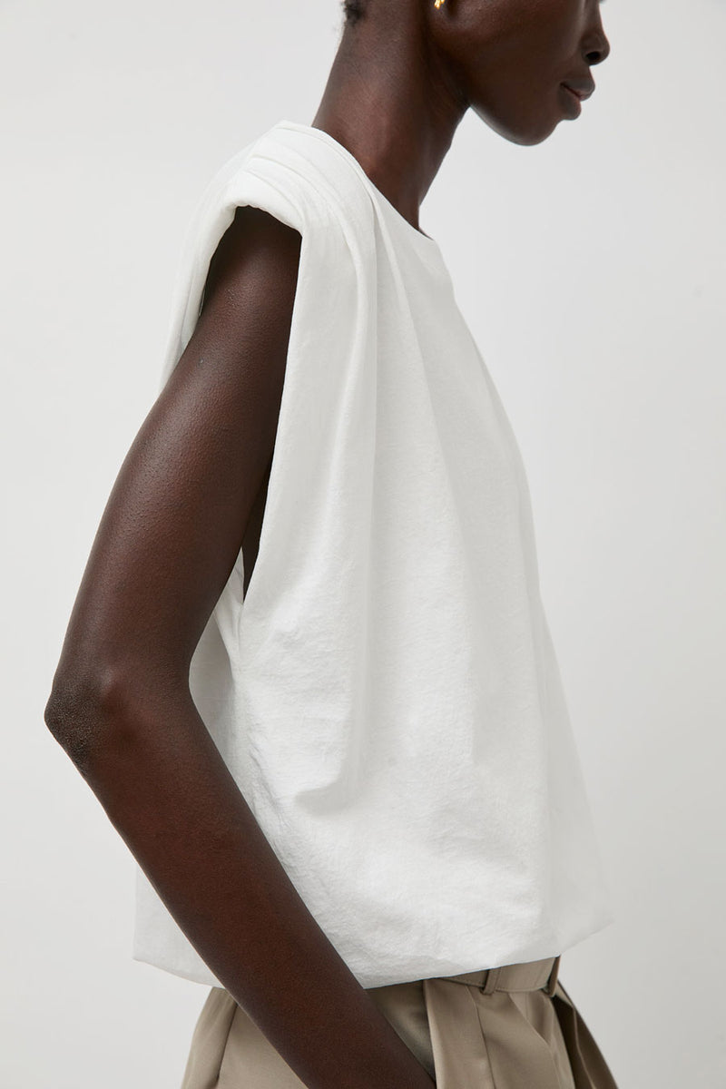 La Piscine Draped Tee in Off White
