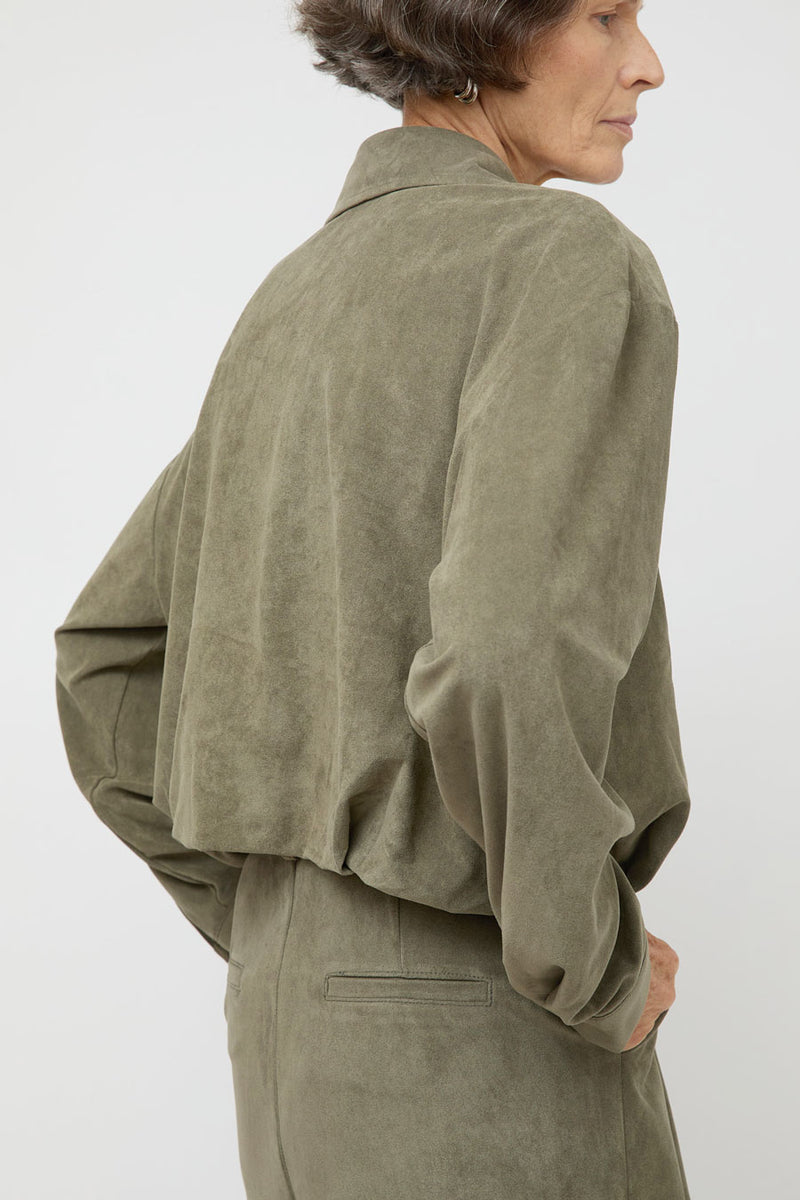 La Piscine Faux Suede Shirt in Military Green