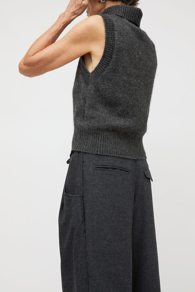 La Piscine Knit Turtle Vest in Dark Grey