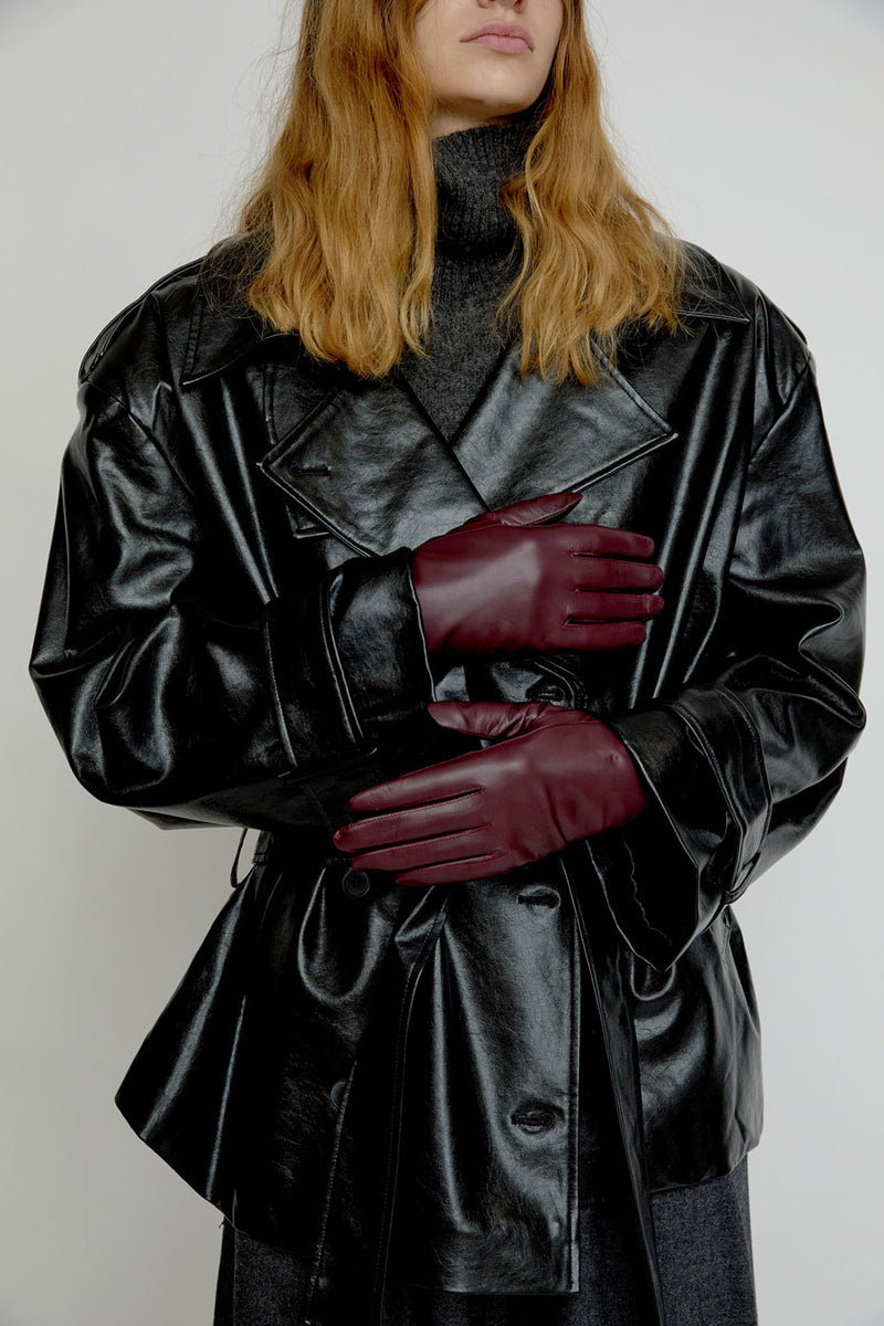La Piscine Leather Gloves in Bordeaux