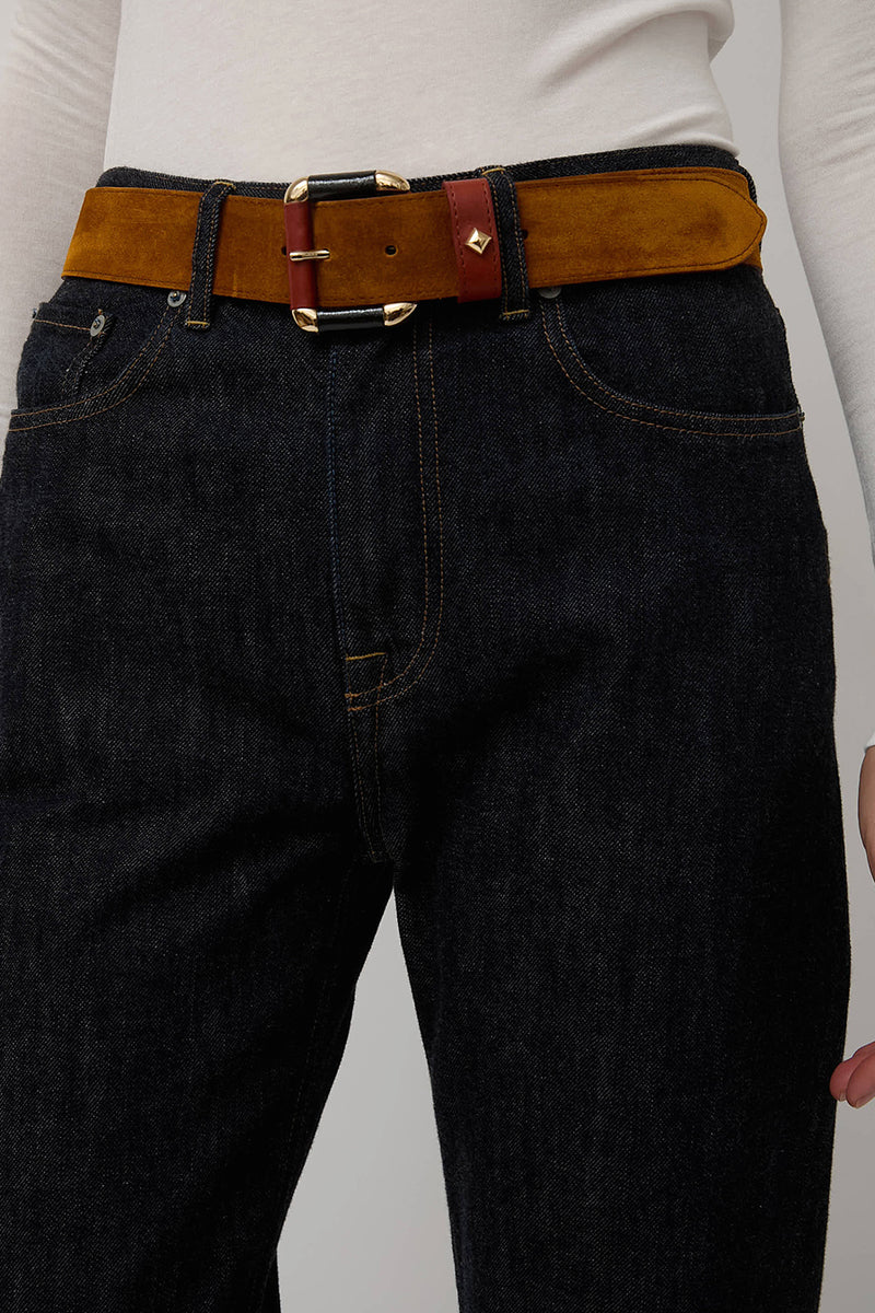 Herbert Frere Soeur La Coulomb Velours Belt in Siena Cognac Crispy Noir