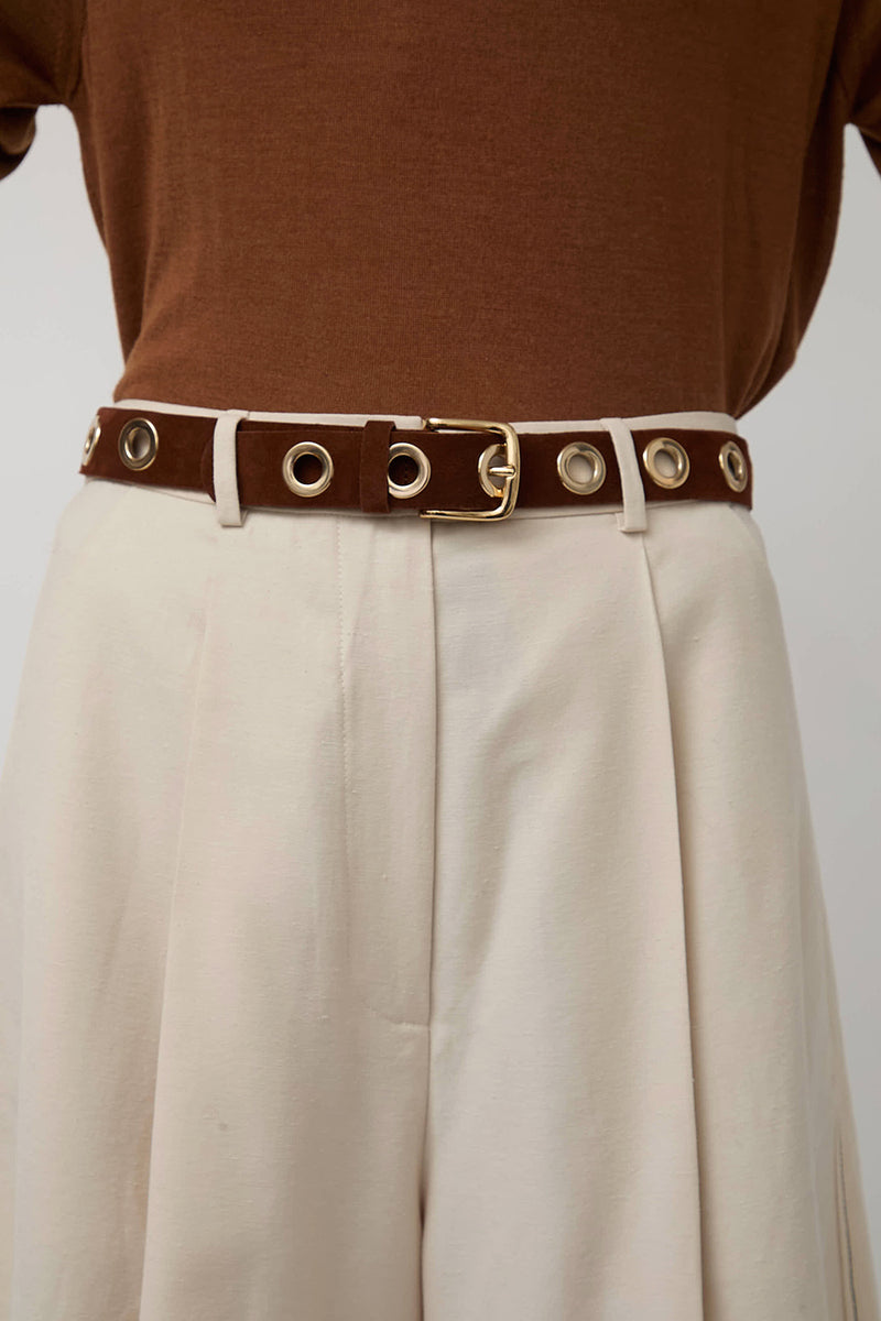 Herbert Frere Soeur La Grande Keller Velours Belt in Choco Camp