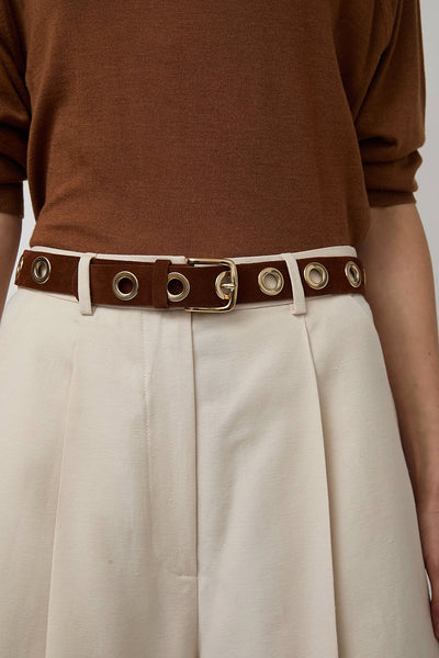 HERBERT FRERE SOEUR FRANCE  METALLIC Gold Wide Women’s Horsebit Detail Belt Herbert Frère Sœur Mustard Wide Fashion Belt Snake Buckle  main image 3