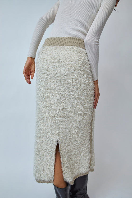 Lauren Manoogian Sherpa Skirt in Raw White and Antique
