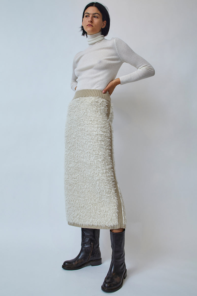 Lauren Manoogian Sherpa Skirt in Raw White and Antique