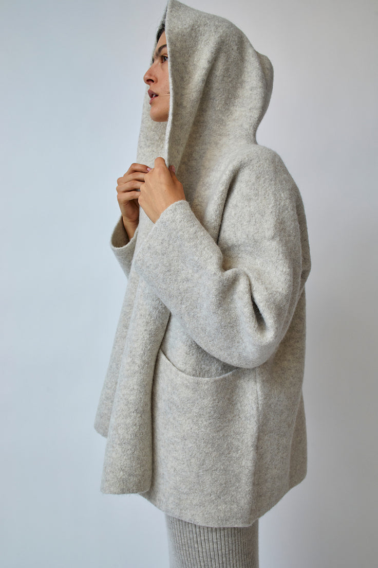 Double Face Alpaca Hooded Coat