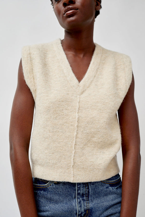 Lauren Manoogian Fleece Vest in Ecru